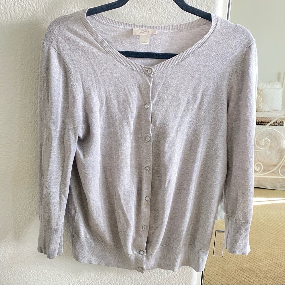 Women's Gray LOFT Button Down Cardigan Size Medium